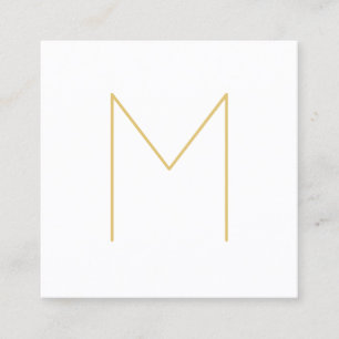 Modern Elegant White en Gold Monogram Vierkante Visitekaartje