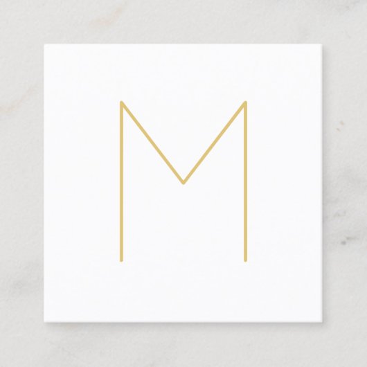 Modern Elegant White en Gold Monogram Vierkante Visitekaartje (Voorkant)