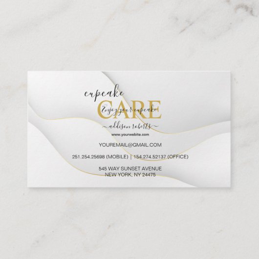 Modern Elegant White en Gold Visitekaartje (Achterkant)