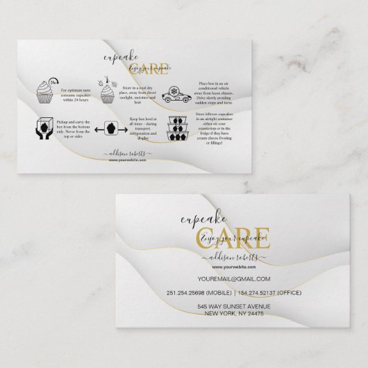 Modern Elegant White en Gold Visitekaartje (Voorkant / Achterkant)