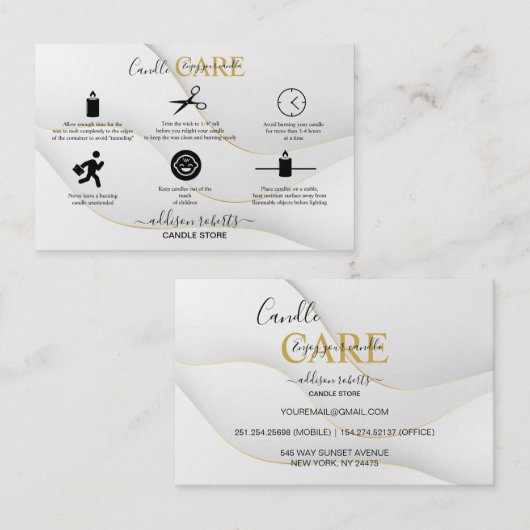 Modern Elegant White en Gold Visitekaartje (Voorkant / Achterkant)