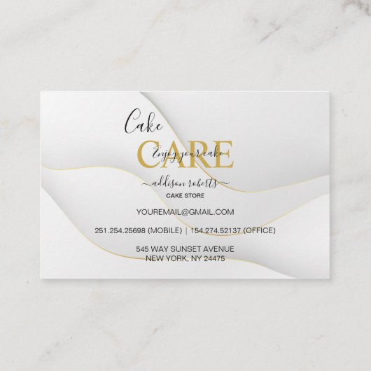 Modern Elegant White en Gold Visitekaartje (Achterkant)