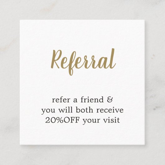 Modern Elegant White Faux Gold Beauty Referral (Voorkant)