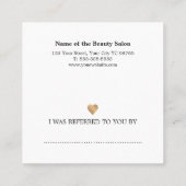 Modern Elegant White Faux Gold Heart Beauty Aanbevelingskaartje (Achterkant)