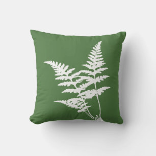Modern Elegant White Fern over groen Sierkussen