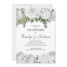 Modern Elegant White Floral Green Wedding