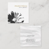 Modern Elegant White Floral Pattern Vierkante Visitekaartje (Voorkant / Achterkant)