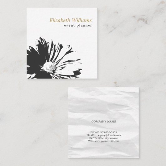 Modern Elegant White Floral Pattern Vierkante Visitekaartje (Voorkant / Achterkant)