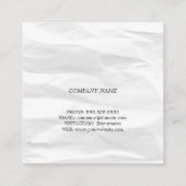 Modern Elegant White Floral Pattern Vierkante Visitekaartje (Achterkant)