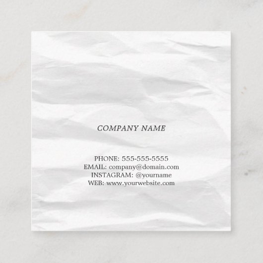 Modern Elegant White Floral Pattern Vierkante Visitekaartje (Achterkant)