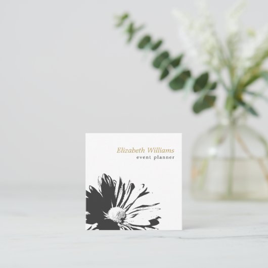 Modern Elegant White Floral Pattern Vierkante Visitekaartje (Staand voorkant)