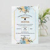 Modern Elegant White Floral Waterverf Wedding Kaart (Staand voorkant)