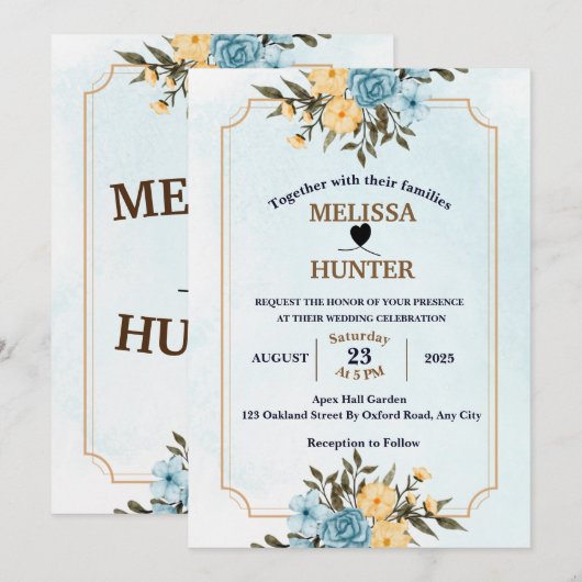 Modern Elegant White Floral Waterverf Wedding Kaart (Voorkant / Achterkant)