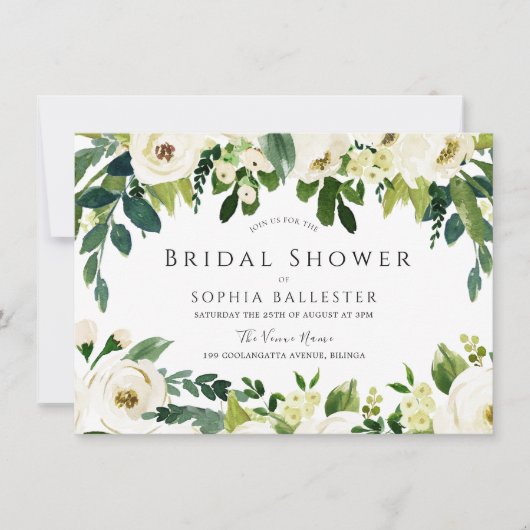 Modern Elegant White Flowers Vrijgezellenfeest Kaart (Voorkant)