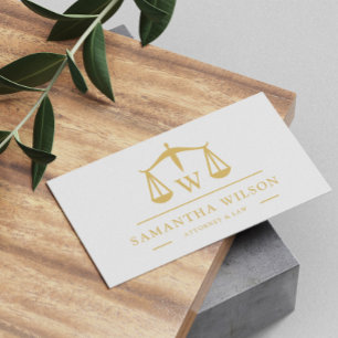 Modern Elegant White Gold Attorney Lawyer Visitekaartje