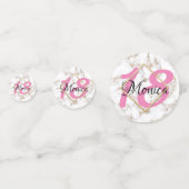 Modern Elegant White Gold Marble Birthday Confetti (Voorkanten)