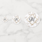 Modern Elegant White Gold Marble Monogram Confetti (Voorkanten)