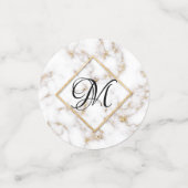 Modern Elegant White Gold Marble Monogram Confetti (Kleine voorkant)