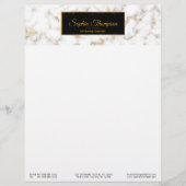 Modern Elegant White Gold Marble Name - Letterhead Briefhoofd (Voorkant)