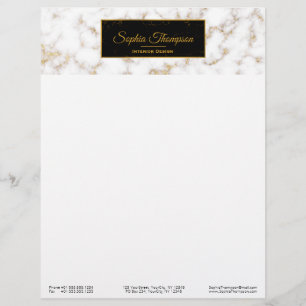 Modern Elegant White Gold Marble Name - Letterhead Briefhoofd