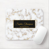 Modern Elegant White Gold Marble Name - Mousepad Muismat (Met muis)