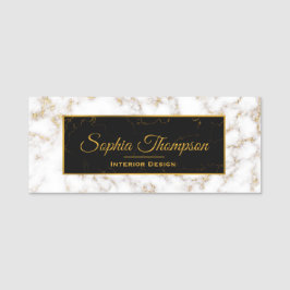 Modern Elegant White Gold Marble Name Naamplaatje