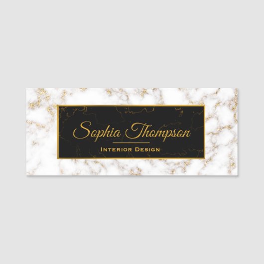 Modern Elegant White Gold Marble Name Naamplaatje (Voorkant)