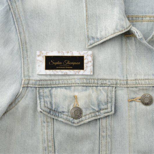 Modern Elegant White Gold Marble Name Naamplaatje (In situ)