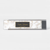 Modern Elegant White Gold Marble Name - Name Bord Bureau Naambordje (Voorkant)