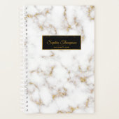 Modern Elegant White Gold Marble Name - Planner (Voorkant)