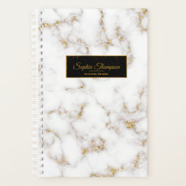 Modern Elegant White Gold Marble Name - Planner