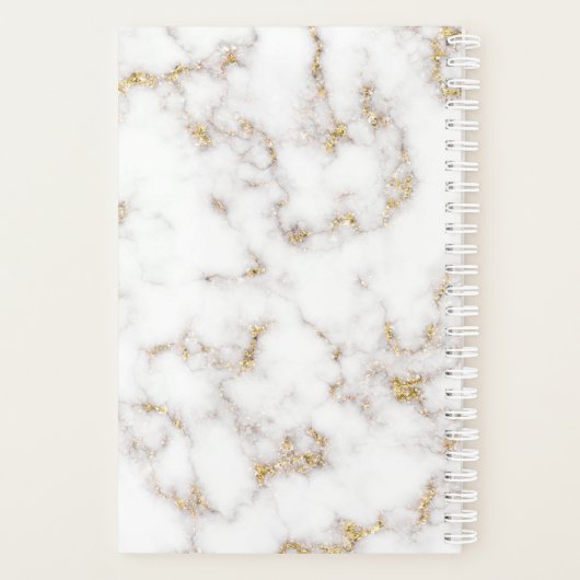 Modern Elegant White Gold Marble Name - Planner (Achterkant)