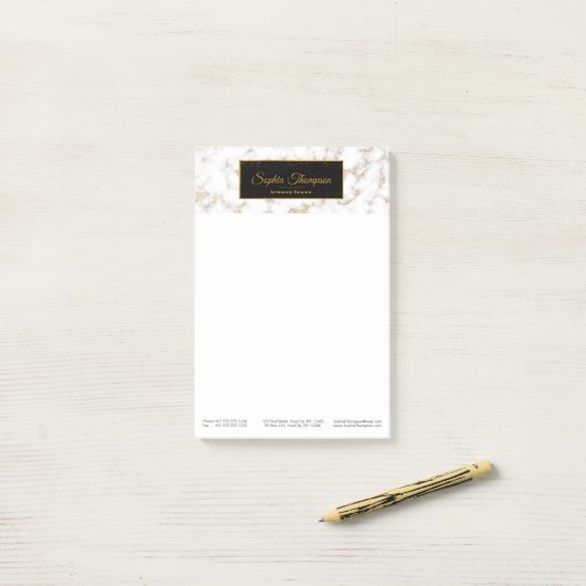 Modern Elegant White Gold Marble - Post-it® notes (Op bureau)