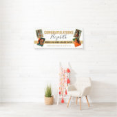 Modern Elegant White Gold Photo Collage Afstuderen Spandoek (Insitu)