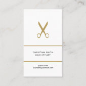 Modern Elegant White Golden Scissors Hair Stylist Visitekaartje (Voorkant)