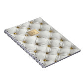 Modern Elegant White Leather Tufted Gold Notitieboek (Rechterzijde)