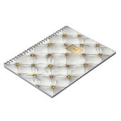 Modern Elegant White Leather Tufted Gold Notitieboek (Linkerzijde)