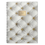 Modern Elegant White Leather Tufted Gold Notitieboek (Voorkant)