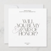 Modern Elegant White Maid of Honor Proposal Card Kaart (Voorkant)