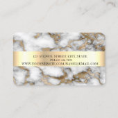 Modern Elegant White Marble Black, Gold, Scissors Visitekaartje (Achterkant)