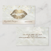 Modern Elegant White Marble, Confetti, Lips Visitekaartje (Voorkant / Achterkant)