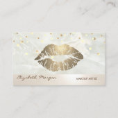 Modern Elegant White Marble, Confetti, Lips Visitekaartje (Voorkant)