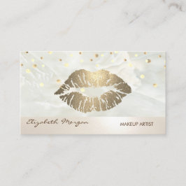 Modern Elegant White Marble, Confetti, Lips Visitekaartje