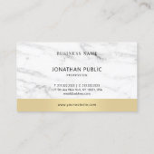 Modern Elegant White Marble Gold Corporate Visitekaartje (Achterkant)