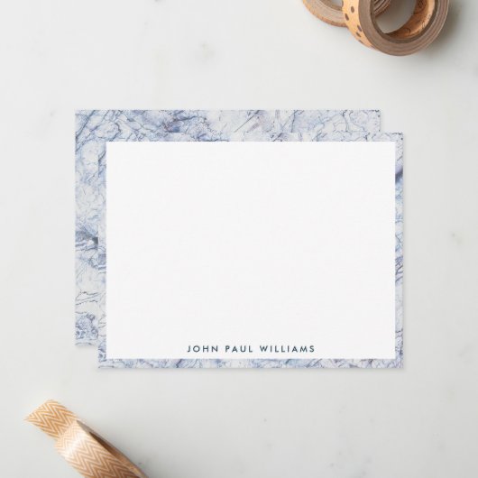 Modern Elegant White Nave Blue Marble Professional Notitiekaartje (Voorkant / Achterkant in situ)