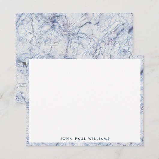 Modern Elegant White Nave Blue Marble Professional Notitiekaartje (Voorkant / Achterkant)