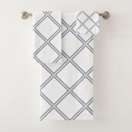 Modern Elegant White & Navy Diamonds Bad Handdoek