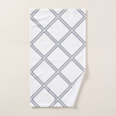 Modern Elegant White & Navy Diamonds Bad Handdoek (Handdoek)