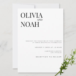Modern & Elegant White Reception Invitation Kaart