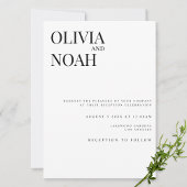 Modern & Elegant White Reception Invitation Kaart